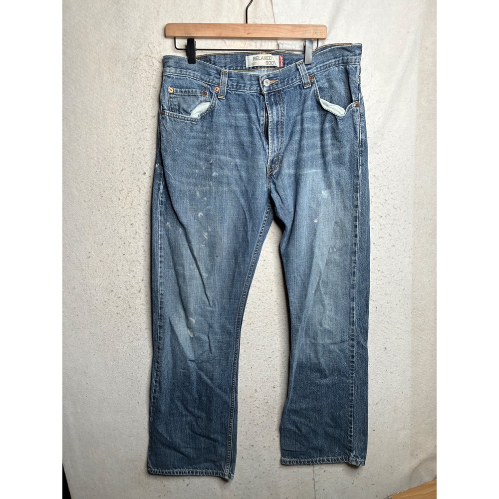 Levis 557 Relaxed Boot Cut Jeans Mens 36x34 Blue Denim Medium Wash 100% Cotton